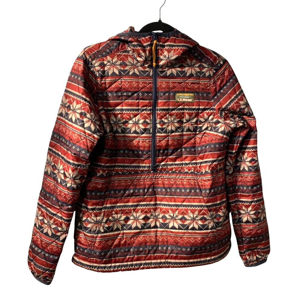 LL Bean Womens Fair Isle Katahdin Insulated Pullover Size XXS Primaloft Drawcord